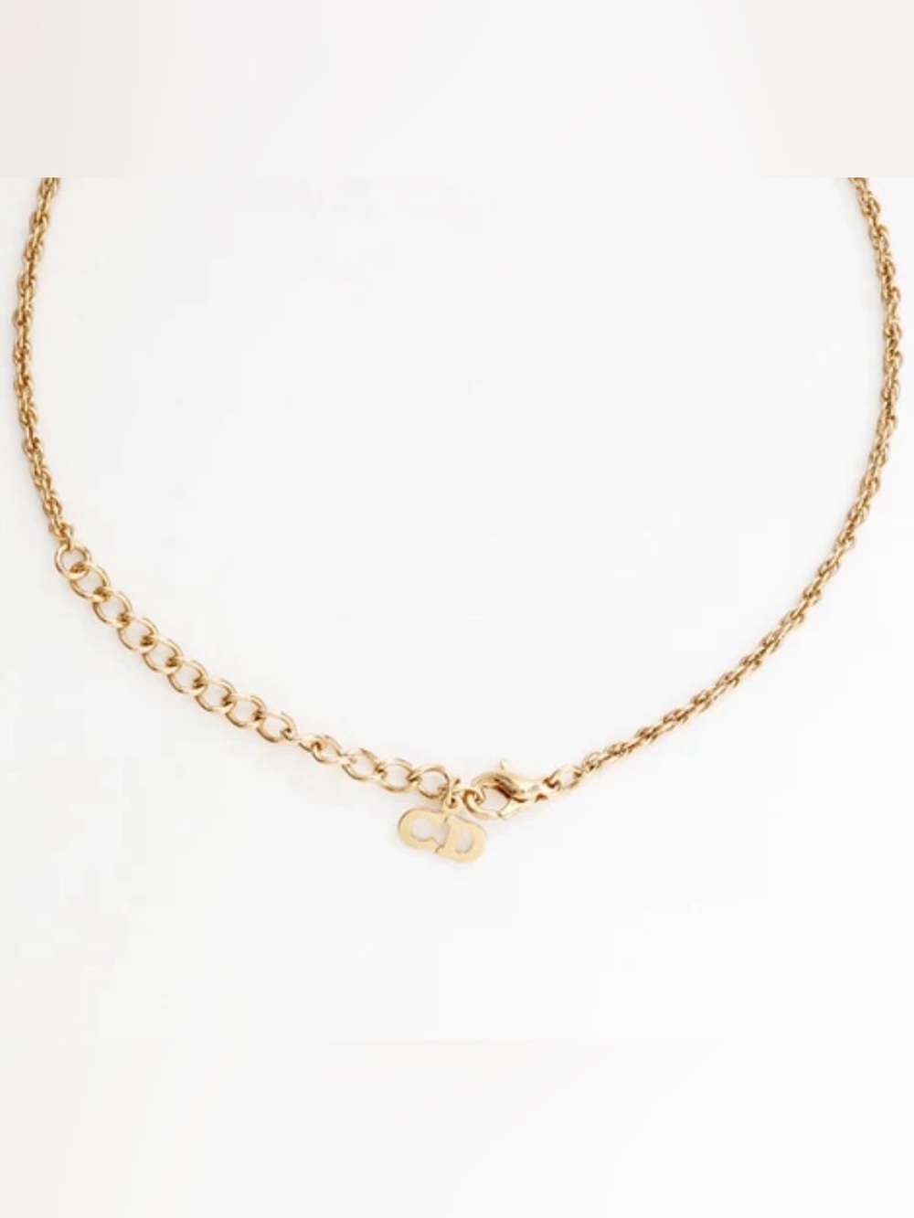 Christian Dior Vintage Rhinestone Square Pendant Gold-tone Necklace 16”-18” - Picture 4 of 6
